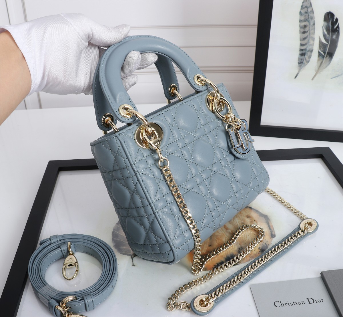 Mini Lady Dior Bag Sky Blue Cannage Lambskin